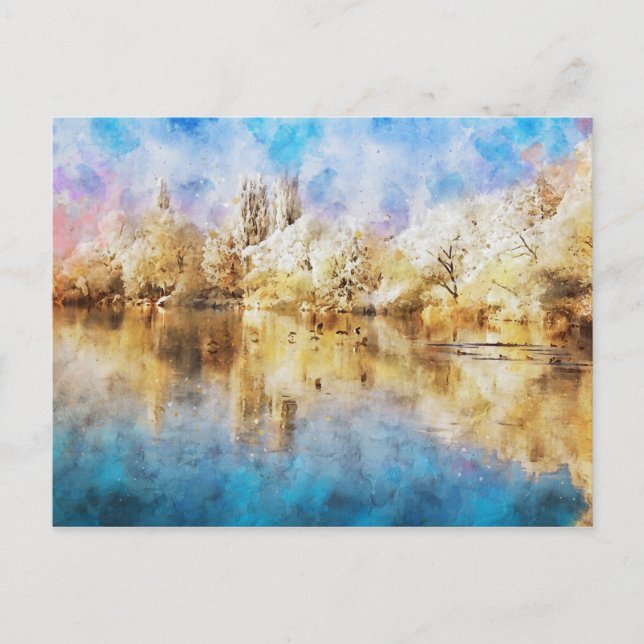 Postal Winterlandschaft y Havel mit Enten, Aquarell. (Anverso)