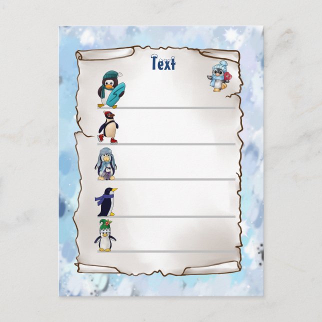 Postal Winterpinguin (Anverso)