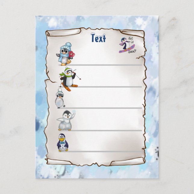 Postal Winterpinguin (Anverso)