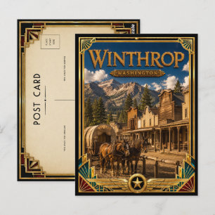 Postal Winthrop Washington Vintage Arte Deco Edad Dorada