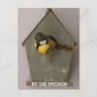Postal ¡Wir sintió al umgezogen! - Postkarte (Vogelhaus)