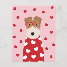 Postal Wire Fox Terrier Dog Glasses Heart Pink Red