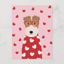 Postal Wire Fox Terrier Dog Glasses Heart Pink Red