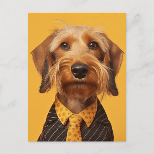 Postal Wire Haired Dachshung En Amarillo
