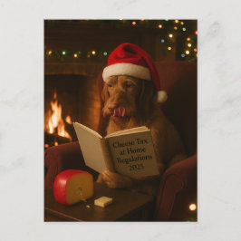 Postal Wire haired Vizsla 'Cheese Tax' Christmas postcard