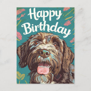 Postal Wirehaired Pointing Griffon Feliz Cumpleaños