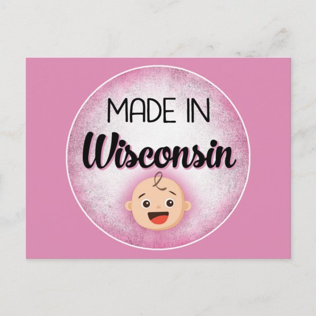 Postal Wisconsin Baby Funny Pink New Chica Postcard (Anverso)