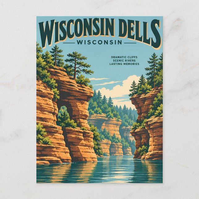 Postal Wisconsin Dells Antiguo (Anverso)