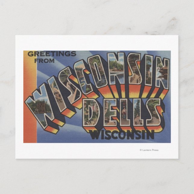 Postal Wisconsin Dells, Wisconsin - Escenas de letras gra (Anverso)
