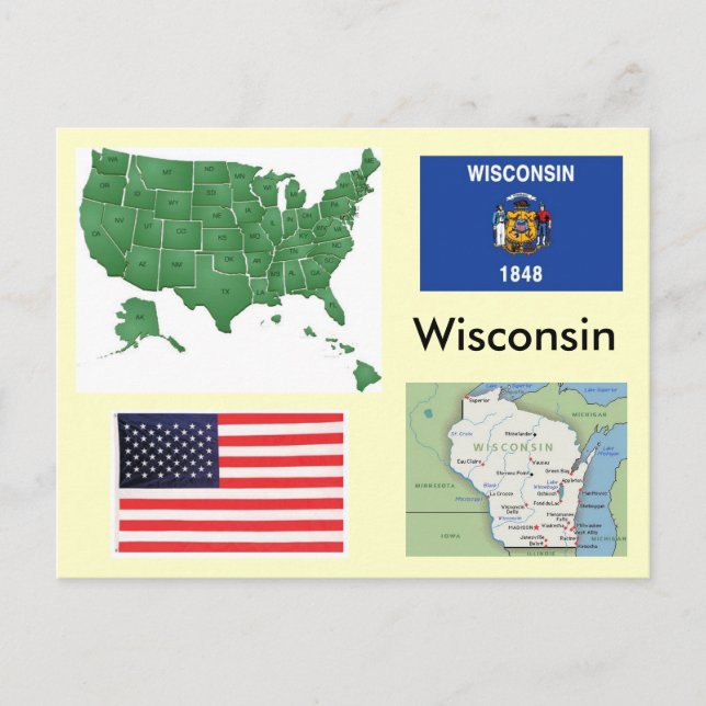 Postal Wisconsin, EE.UU. (Anverso)
