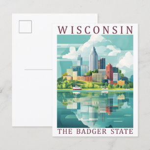 Postal Wisconsin Estado Badger EE.UU. Lugar de viaje
