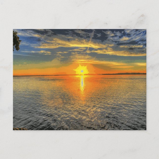 Postal Wisconsin Hermoso Lago Escenario Sunset (Anverso)