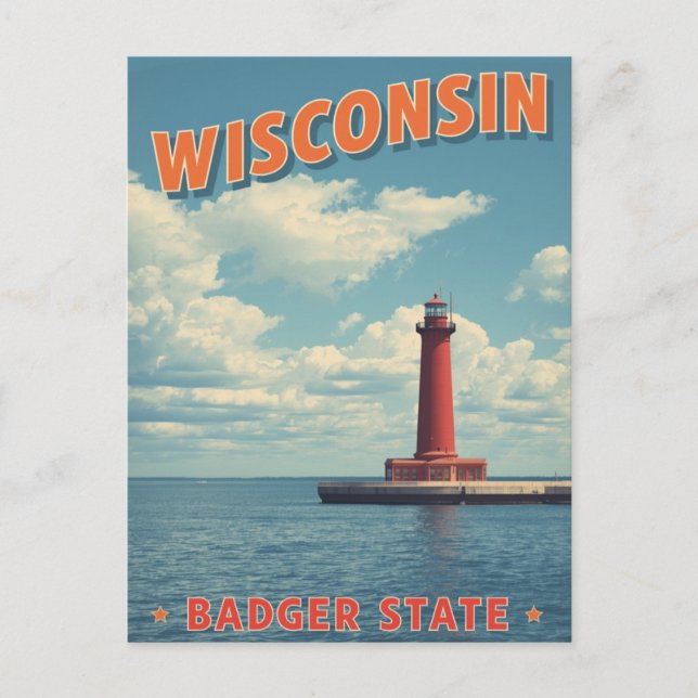 Postal Wisconsin Lighthouse Vintage (Anverso)
