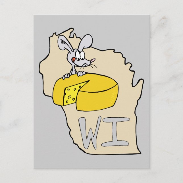 Postal Wisconsin Mapa de WI y Arte de Personalizado de ra (Anverso)