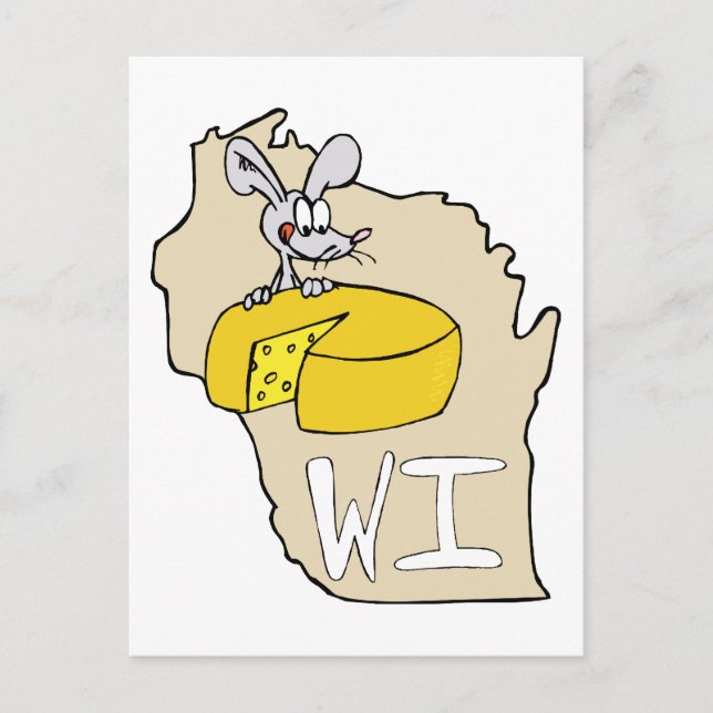 Postal Wisconsin Mapa de WI y Arte de Personalizado de ra (Anverso)