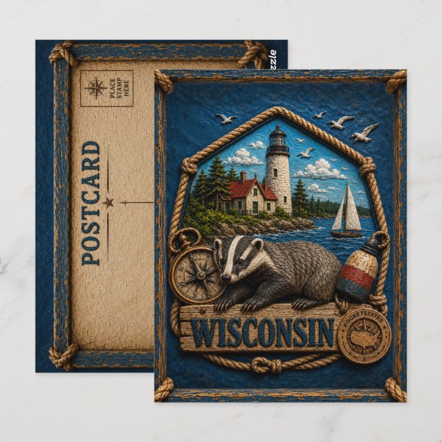 Postal Wisconsin Viajes Antiguos (Anverso / Reverso)