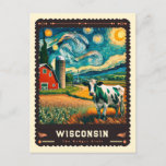 Postal Wisconsin | Vincent Van Gogh Inspired<br><div class="desc">Descubra la mezcla cautivadora de los paisajes naturales de Wisconsin con el estilo de arte icónico de Vincent van Gogh en nuestro "Wisconsin" | Postales inspiradas por Vincent van Gogh". Esta postal es un tributo a la pintoresca belleza de Wisconsin, reimaginada a través de los vibrantes y agitados golpes de...</div>