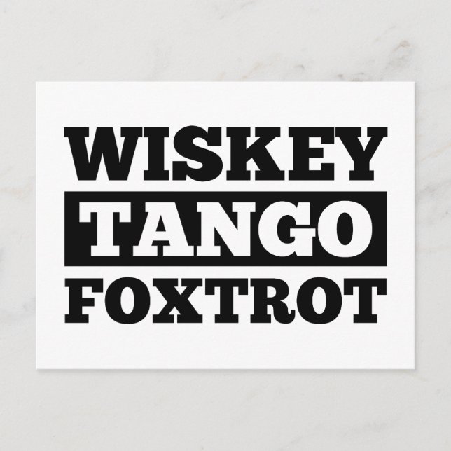 Postal Wiskey Tango Foxtrot (Anverso)