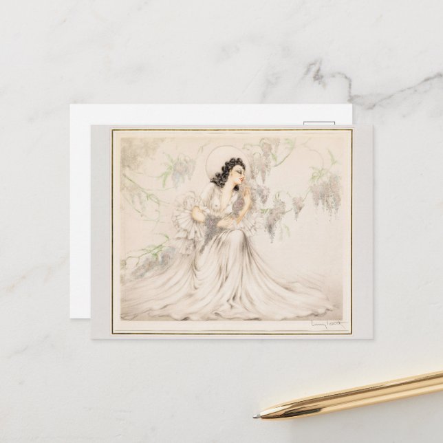 Postal Wisteria, 1940 por Louis Icart (Anverso/Reverso In Situ)