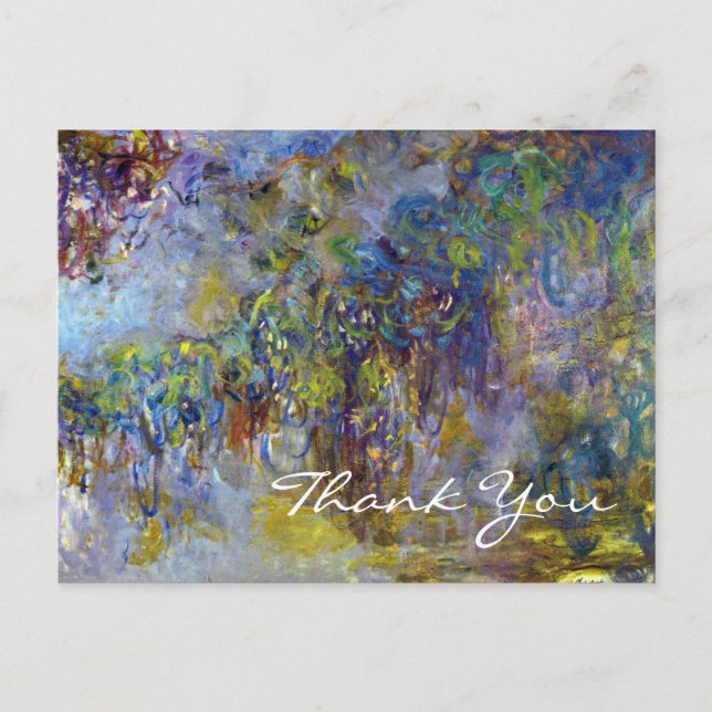 Postal Wisteria de Claude Monet, gracias (Anverso)