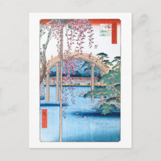 Postal Wisteria en el santuario de Kameido Hiroshige Bell