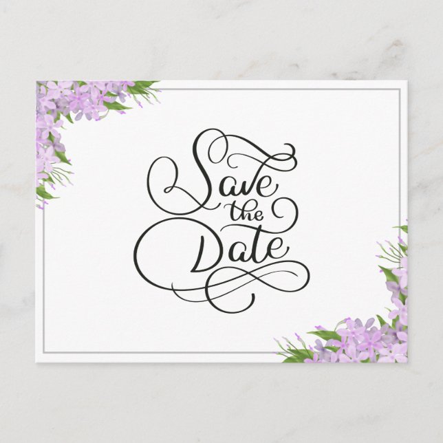 Postal Wisteria Floral Save The Date (Anverso)
