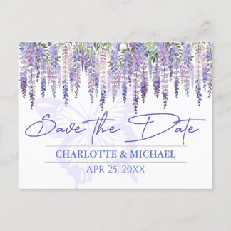 Postal Wisteria Spring Garden Wedding Salva la fecha