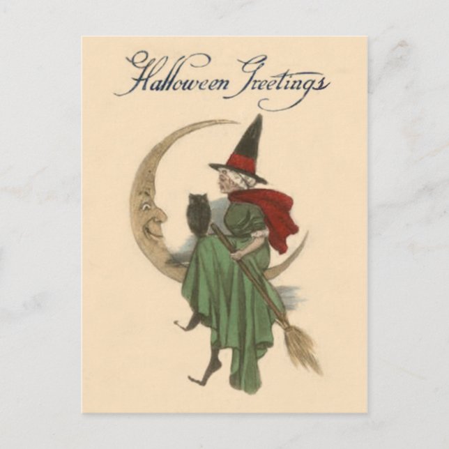 Postal Witch Crescent Moon Owl (Anverso)