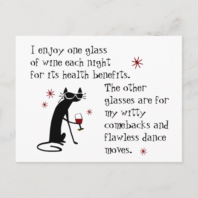 Postal Witty Comebacks Wine Cita Gato Negro (Anverso)