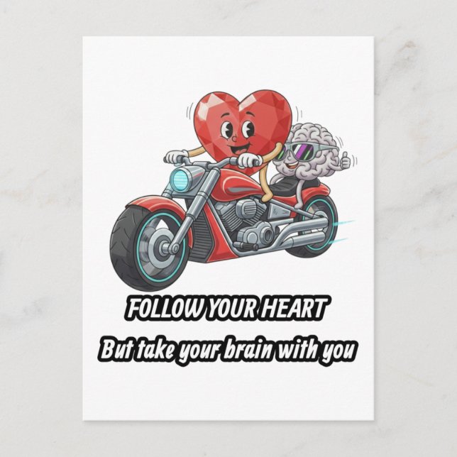 Postal witty relationship quote gift heart riding bike (Anverso)