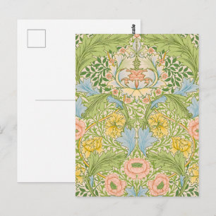 Postal Wm Morris Myrtle Floral Arte Nouveau Pastel