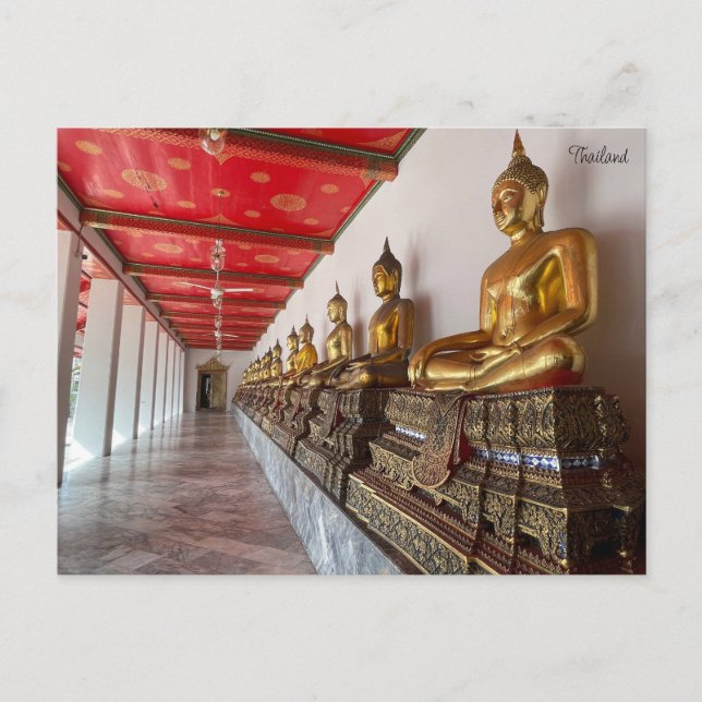 Postal wo golden buddhas (Anverso)