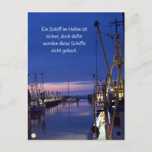 Postal Wohlzeit Postkarten: Ein Schiff im Hafen ist (Anverso)