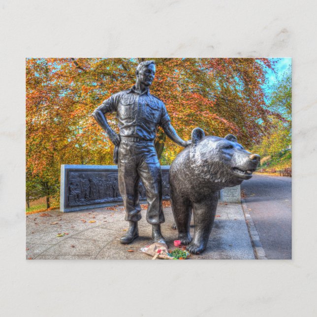Postal Wojtek El Monumento Al Oso Soldado Edimburgo (Anverso)