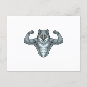 Postal Wolf como Bodybuilder con grandes músculos