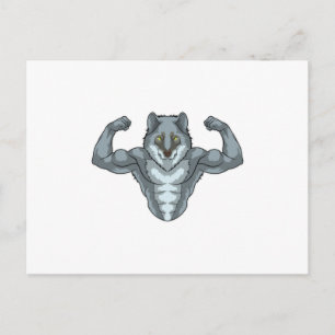 Postal Wolf como Bodybuilder con grandes músculos