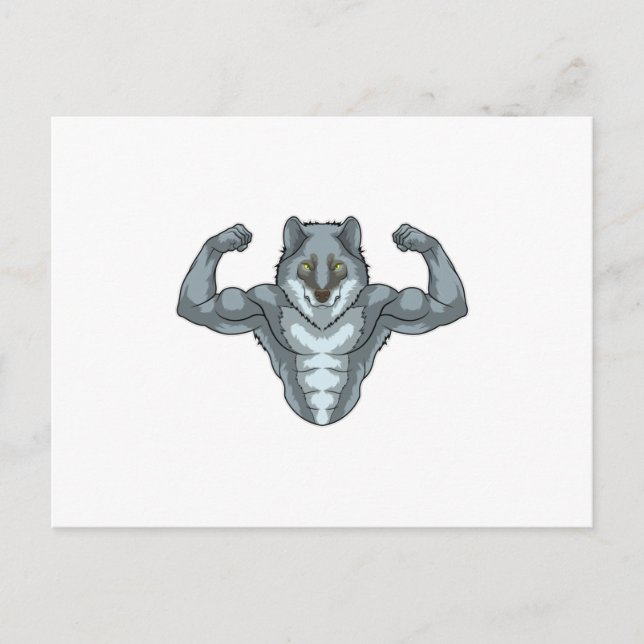 Postal Wolf como Bodybuilder con grandes músculos (Anverso)