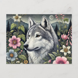 Postal Wolf de Woodland | Majestic Forest Wolf Art