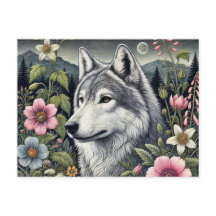 Postal Wolf de Woodland | Majestic Forest Wolf Art