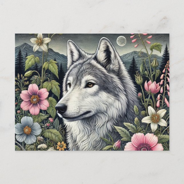 Postal Wolf de Woodland | Majestic Forest Wolf Art (Anverso)