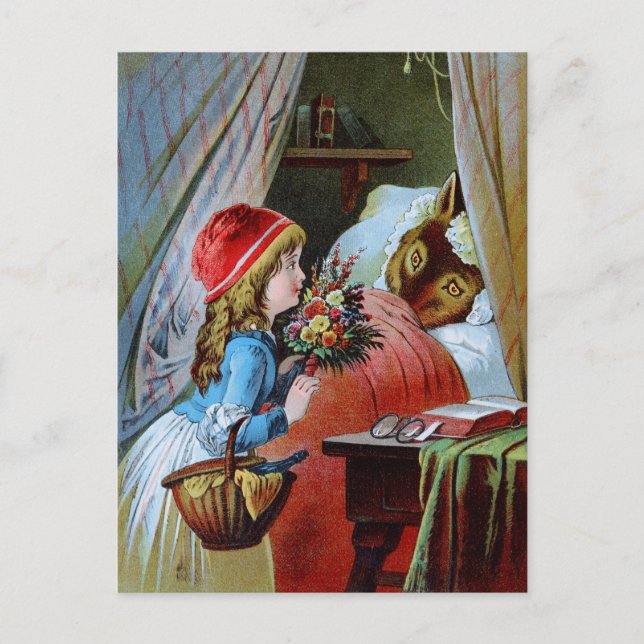 Postal Wolf en la cama de la abuela (Anverso)