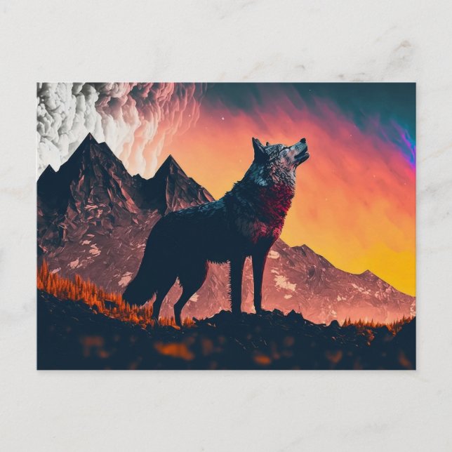 Postal Wolf Howling Art (Anverso)
