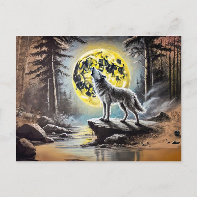Postal Wolf Howling at the Full Moon (Anverso)