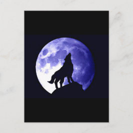 Postal Wolf Howling en la Luna