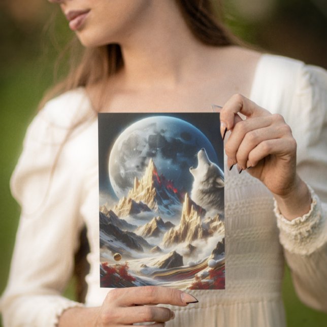 Postal Wolf Howling Under Lunar Peaks (Subido por el creador)