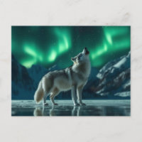 Wolf Howling Under the Northern Lights