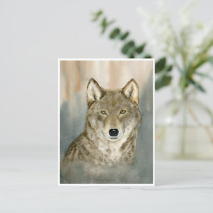 Postal Wolf in the Mist Woatercolor
