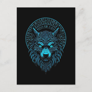 Postal Wolf Mask Odin Runes Norse Compass Viking