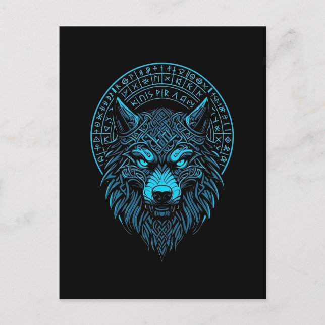 Postal Wolf Mask Odin Runes Norse Compass Viking (Anverso)