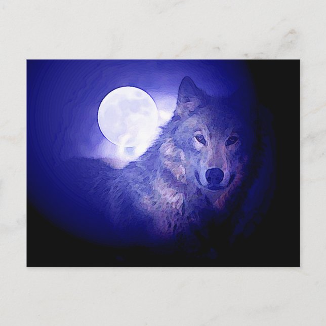 Postal Wolf & Moon (Anverso)